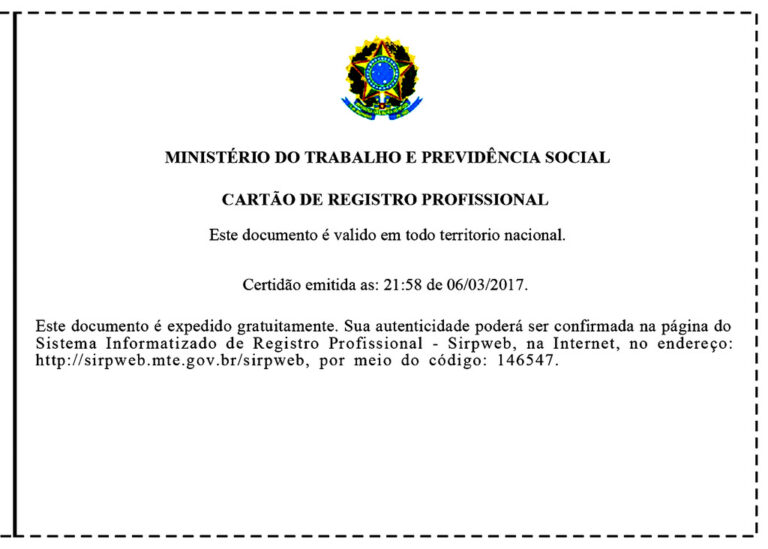 REGISTRO PROFISSIONAL DE TST
