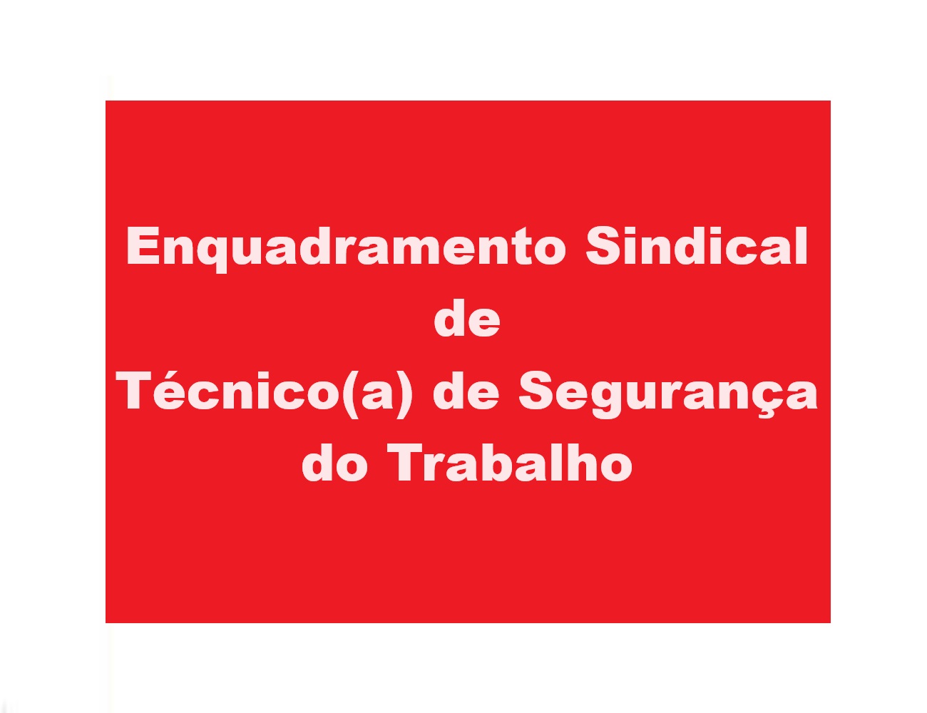 ENQUADRAMENTO SINDICAL DE TÉCNICO (A) DE SEGURANÇA DO TRABALHO