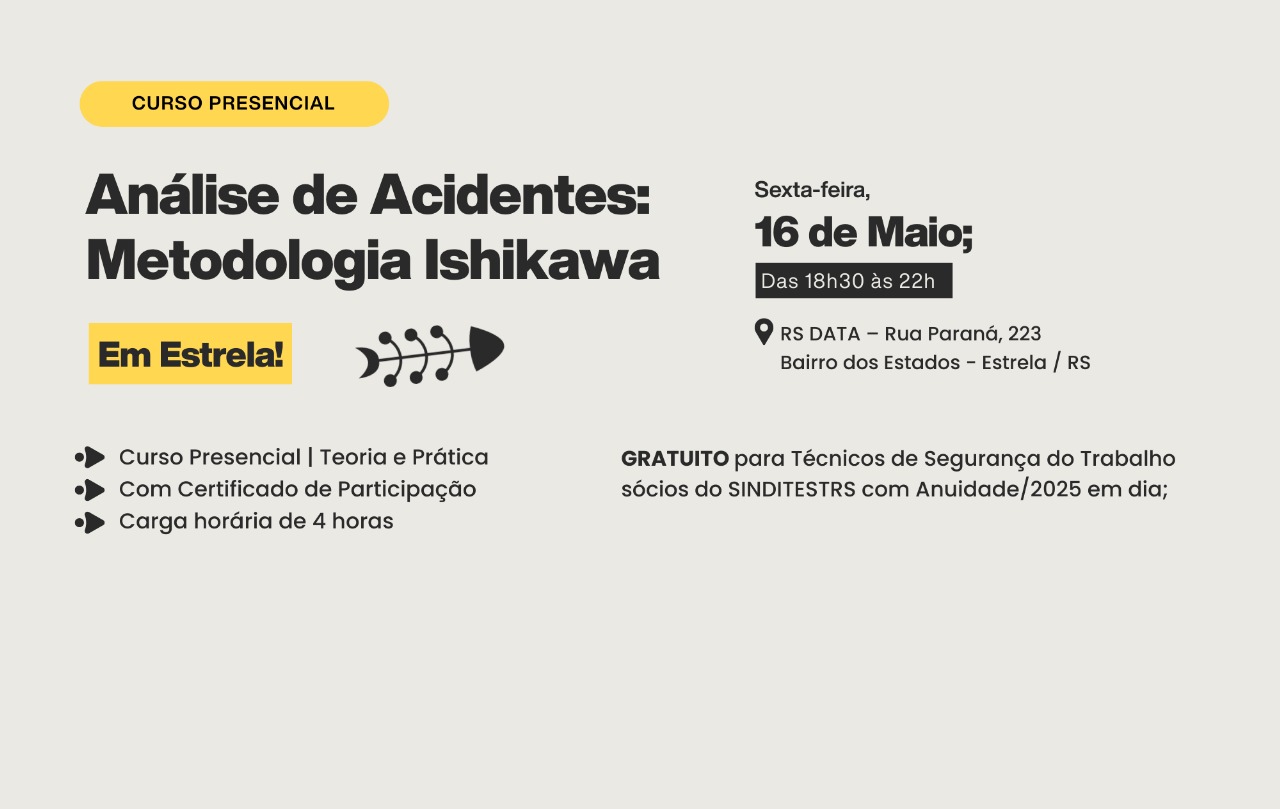 Curso Análise de Acidentes – Metodologia Ishikawa, em Estrela