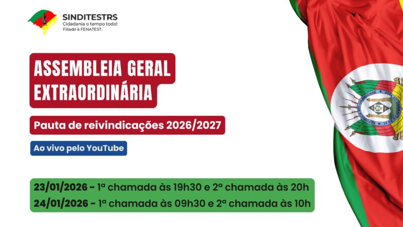 URGENTE: Assembleia Geral Extraordinária da categoria, 23 e 24/01