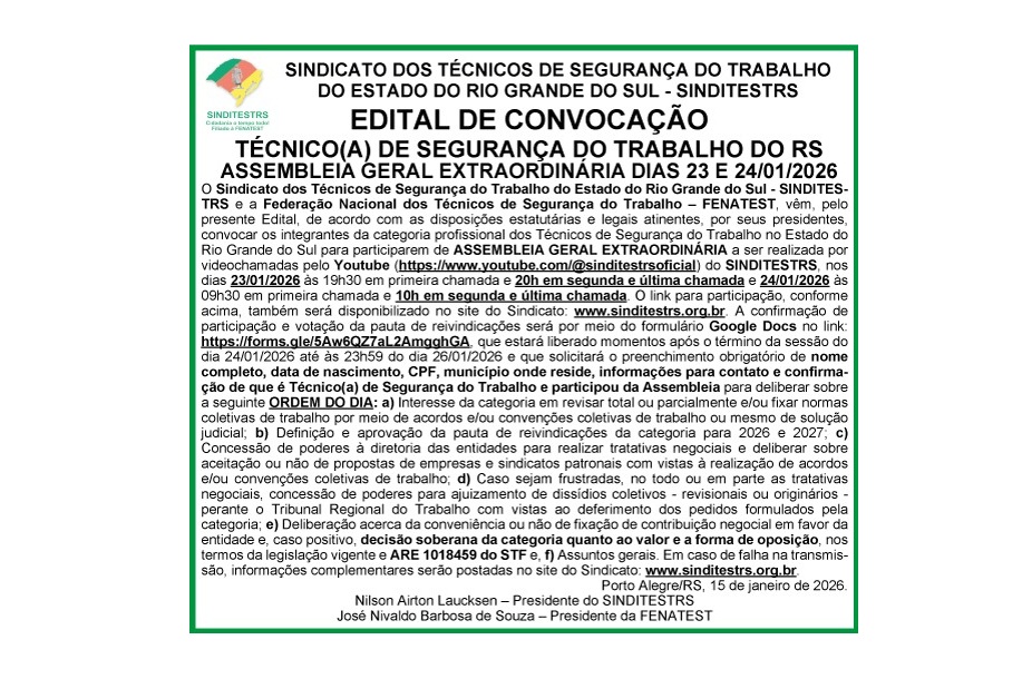 ASSEMBLEIA GERAL EXTRAORDINÁRIA – 23 E 24/01/202
