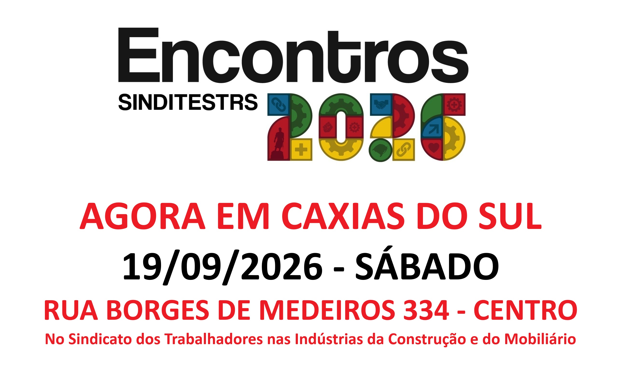 CAXIAS DO SUL – Encontro de TSTs – 19/09/2026 (sábado) – GRATUITO